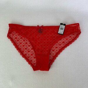 Frederick's Of Hollywood Size 1X Red Maree Hearts Lace Love Panty NWT
